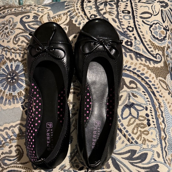 Sperry Women's Black Leather Flats - Picture 1 of 4